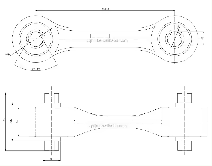 Customized Railway Bogie Traction Linking Rod Control links  with Guiding Bush