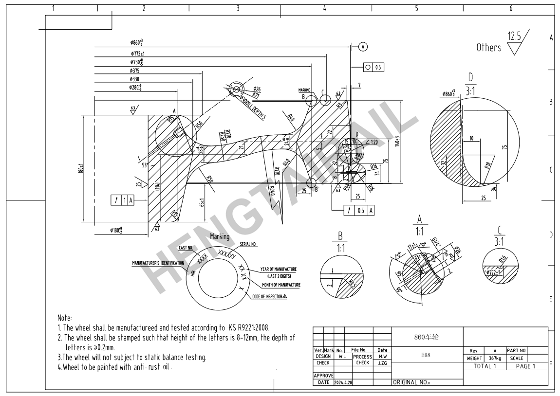 High Toughness UIC Cast Steel Disc Wheel for Locomotive